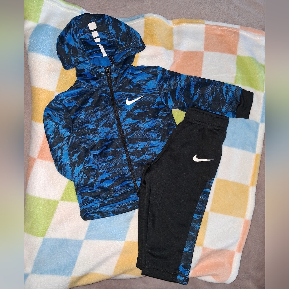 Nike ELITE Kids 2 Piece Sweatsuit Size 12 Months Blue/Black - Picture 3 of 15